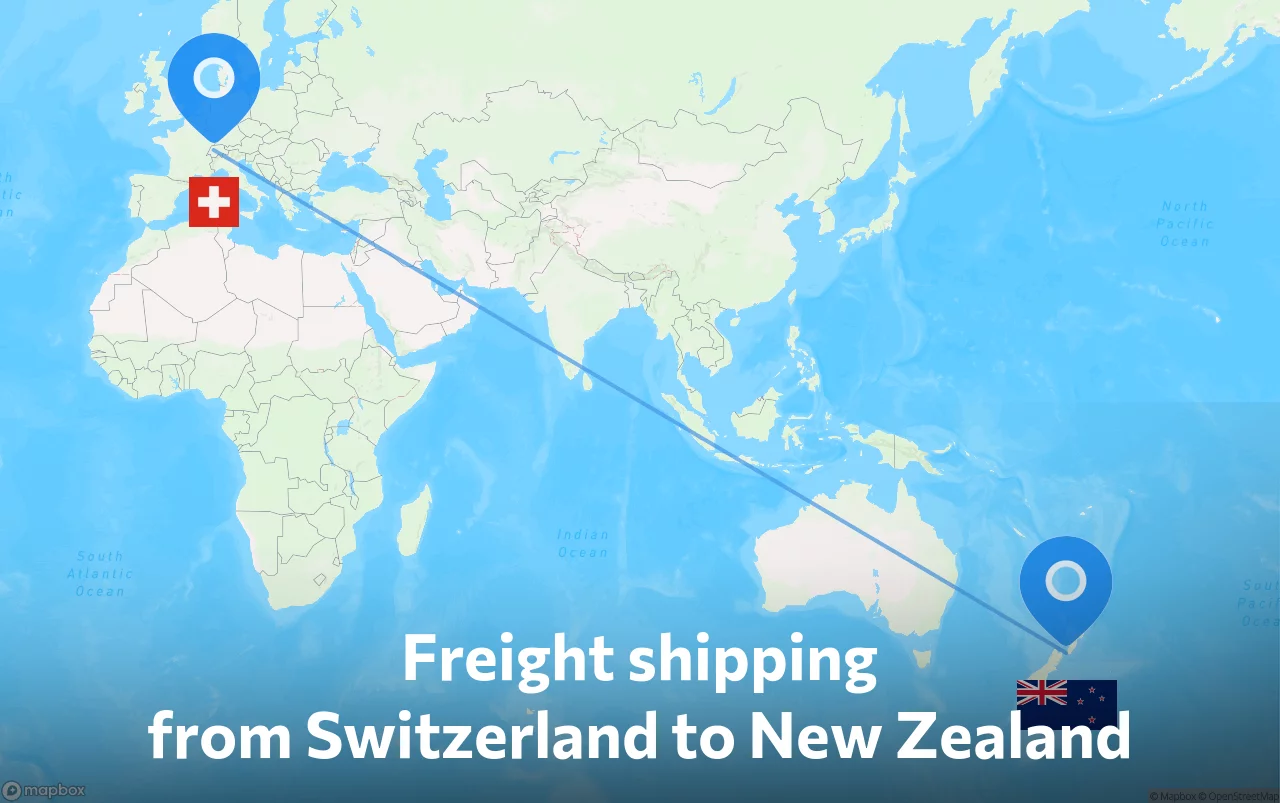 Shipping route from Switzerland to New Zealand