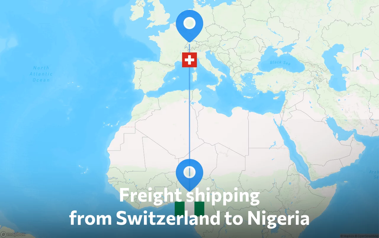 Shipping route from Switzerland to Nigeria
