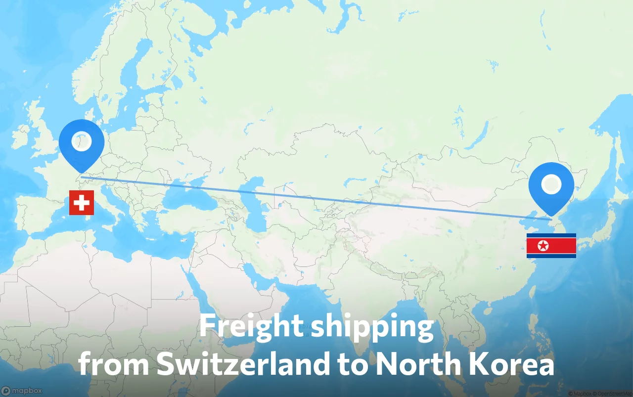 Shipping route from Switzerland to North Korea