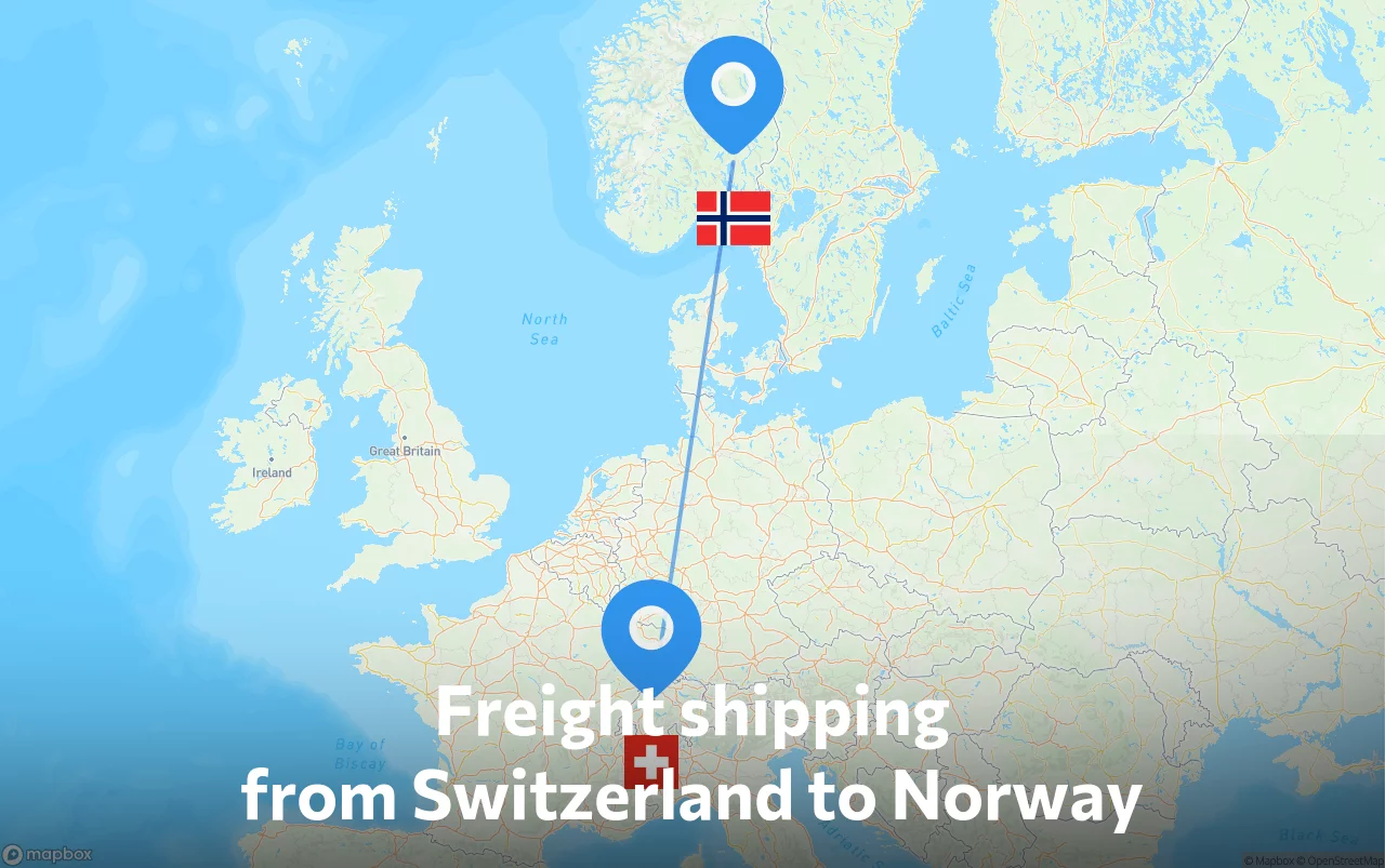 Shipping route from Switzerland to Norway
