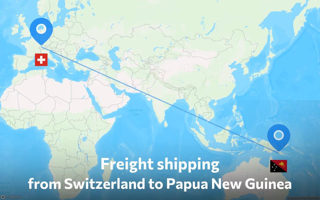 Shipping route from Switzerland to Papua New Guinea