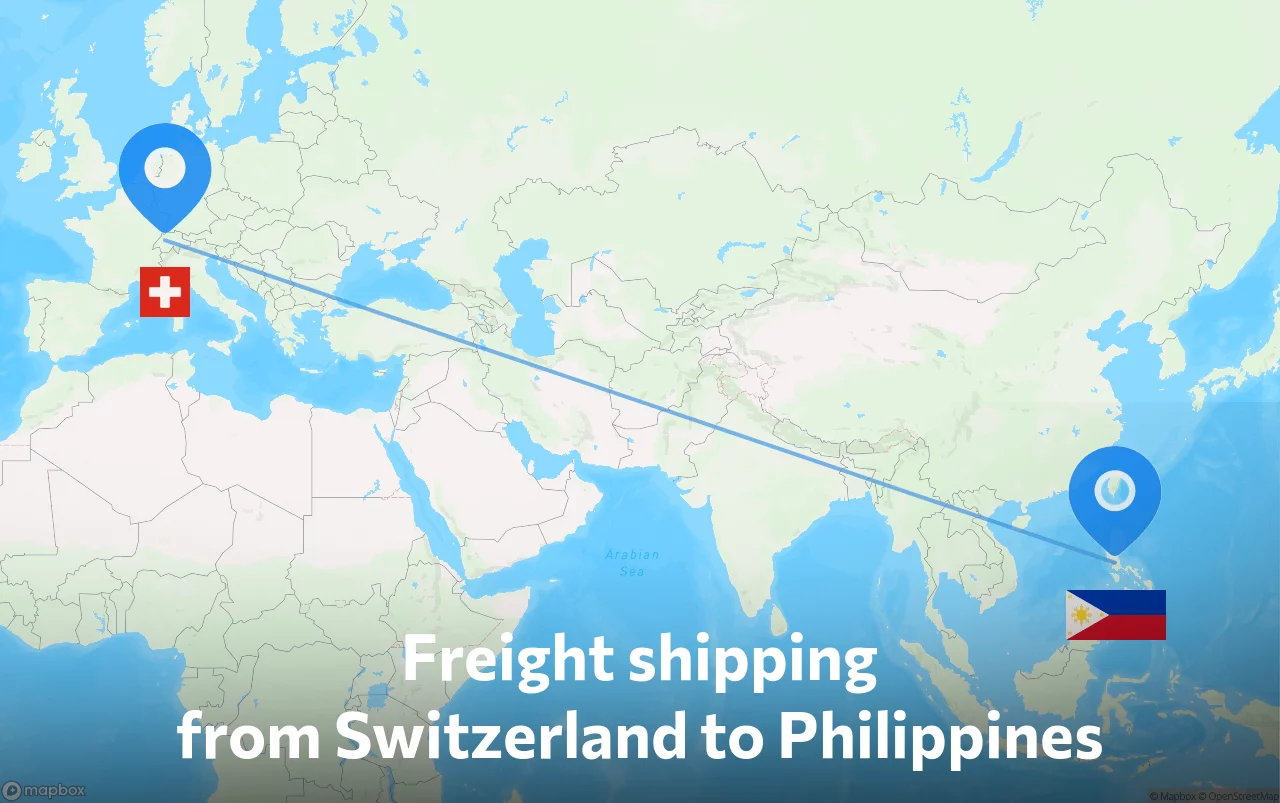 Shipping route from Switzerland to Philippines