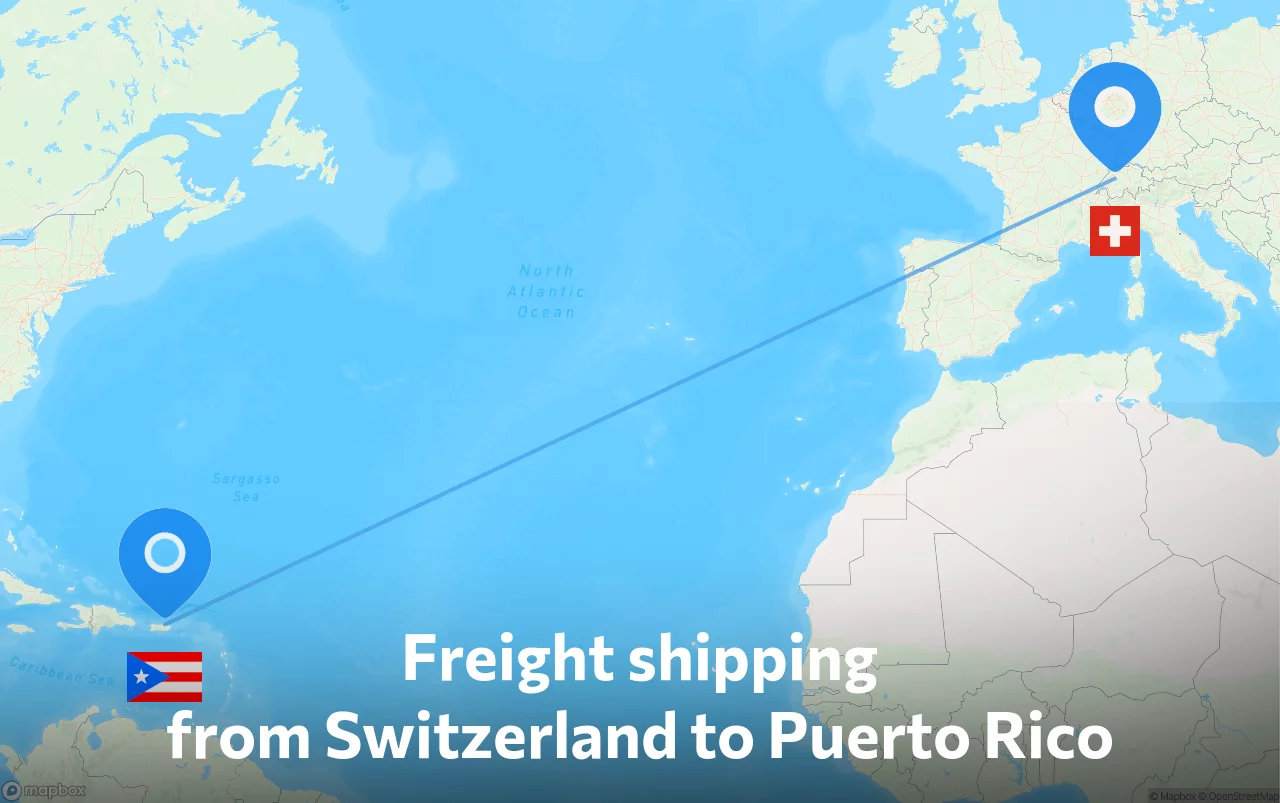 Shipping route from Switzerland to Puerto Rico