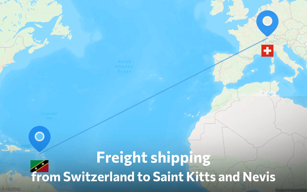 Shipping route from Switzerland to Saint Kitts and Nevis