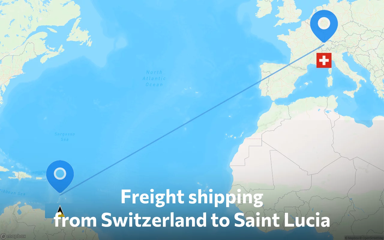 Shipping route from Switzerland to Saint Lucia