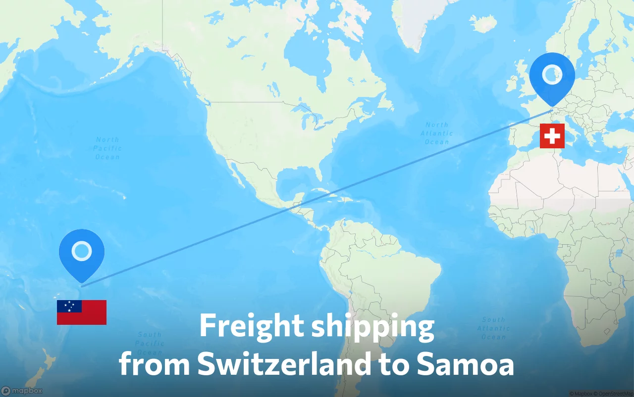Shipping route from Switzerland to Samoa
