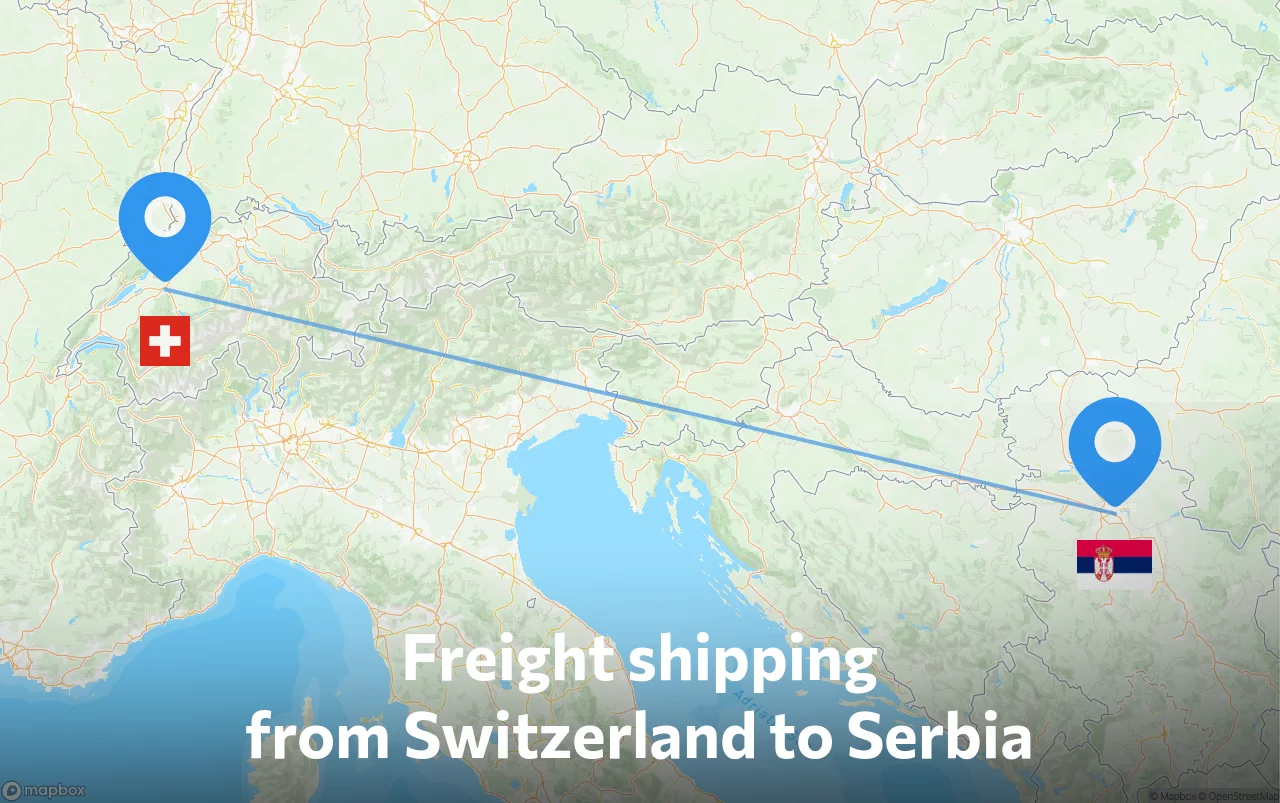 Shipping route from Switzerland to Serbia