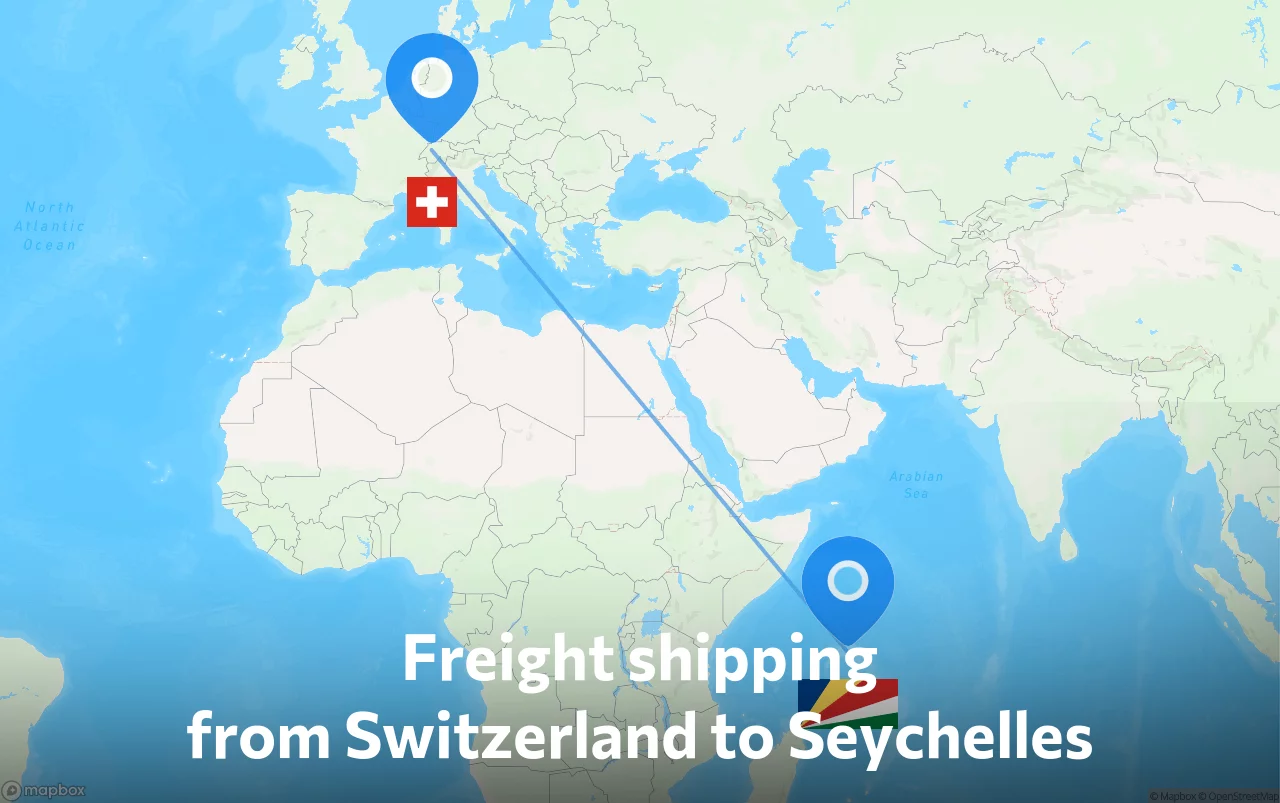 Shipping route from Switzerland to Seychelles