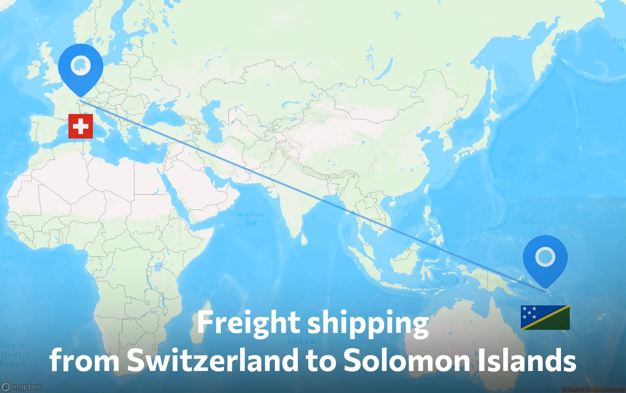 Shipping route from Switzerland to Solomon Islands