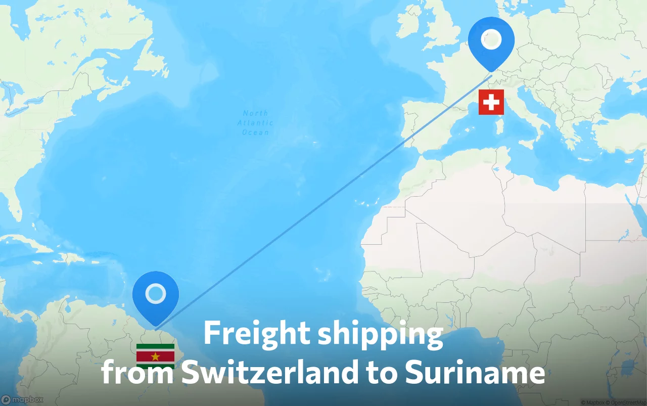 Shipping route from Switzerland to Suriname