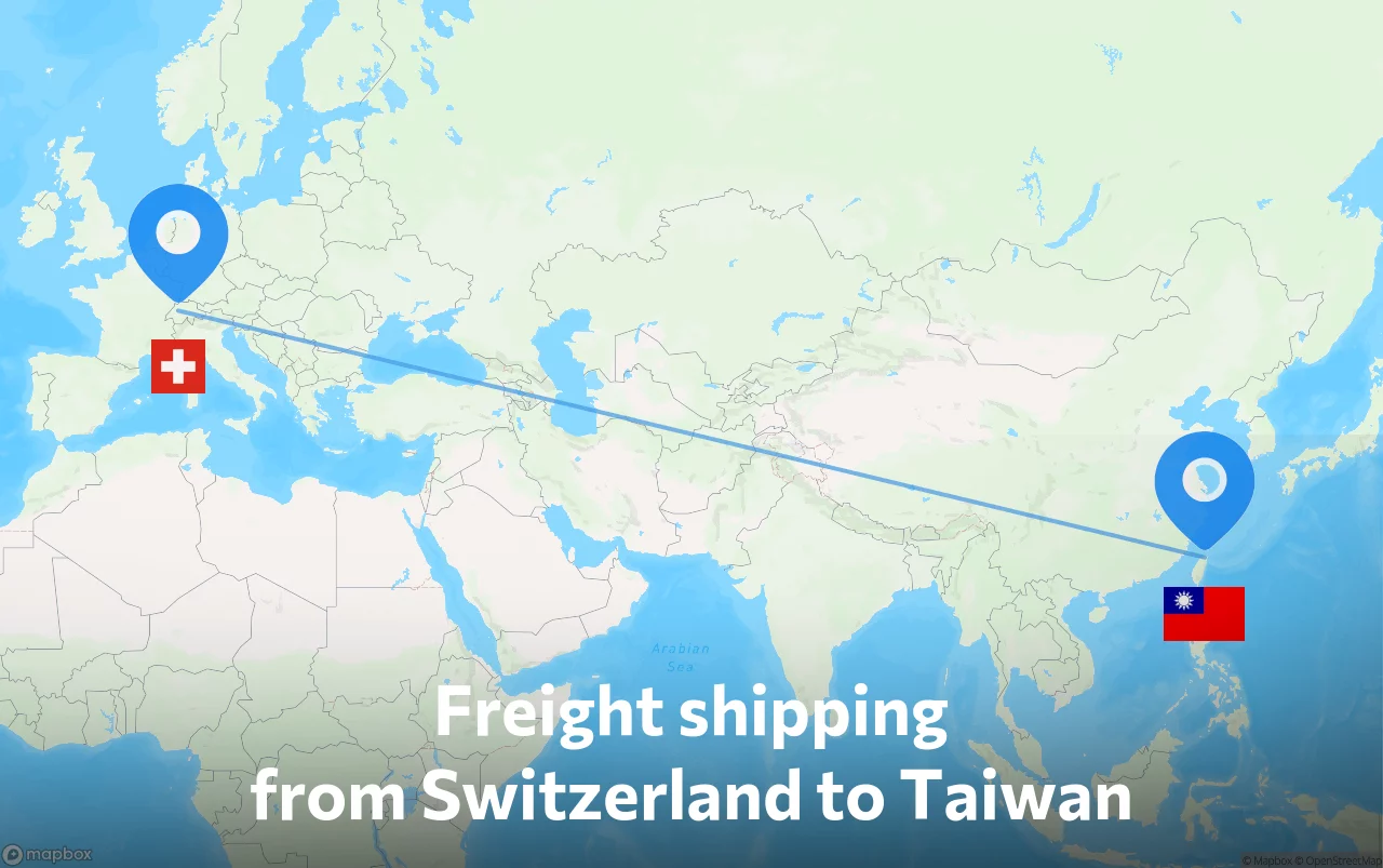 Shipping route from Switzerland to Taiwan