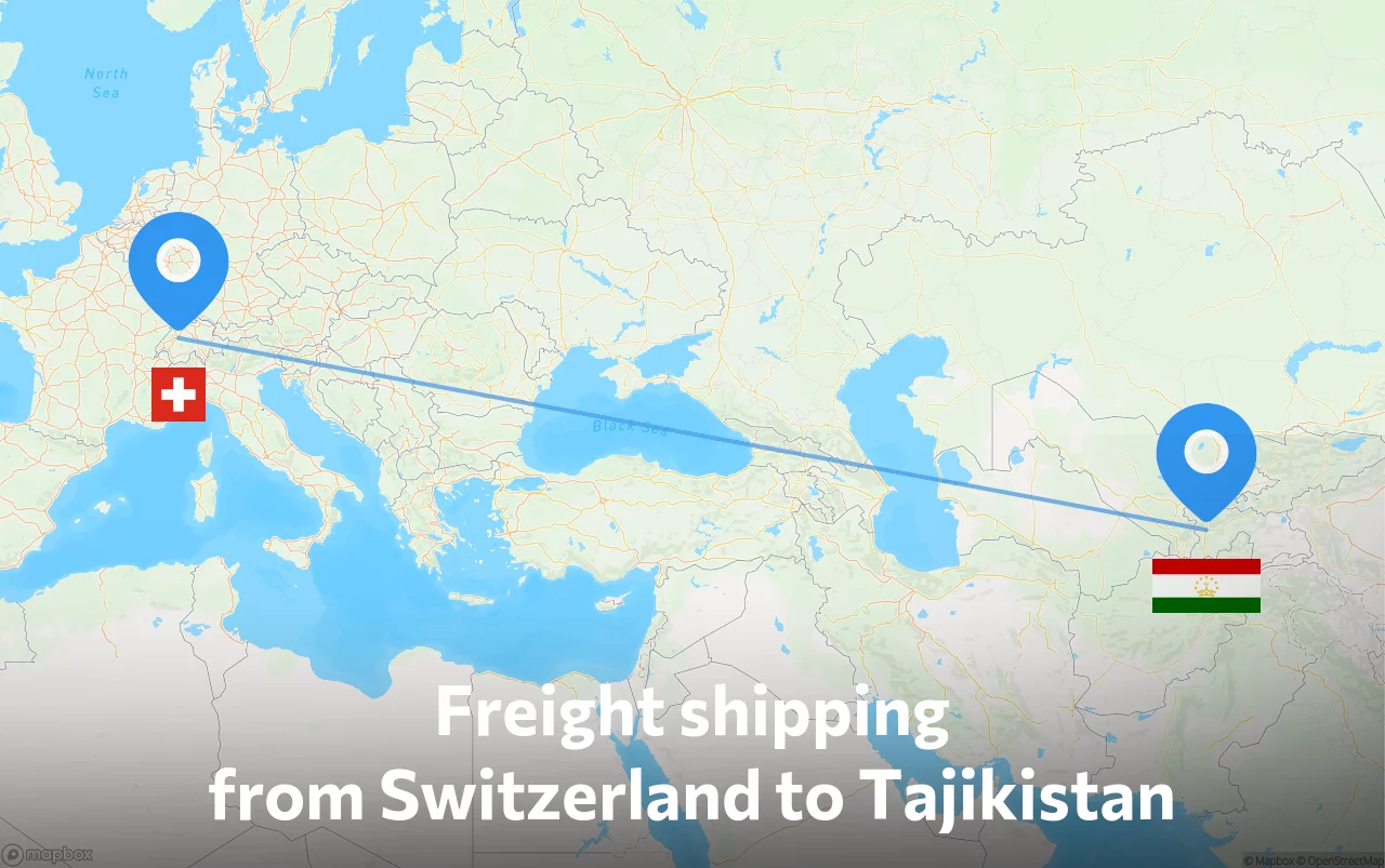 Shipping route from Switzerland to Tajikistan