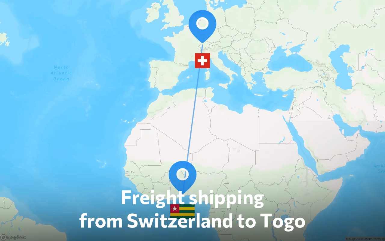 Shipping route from Switzerland to Togo
