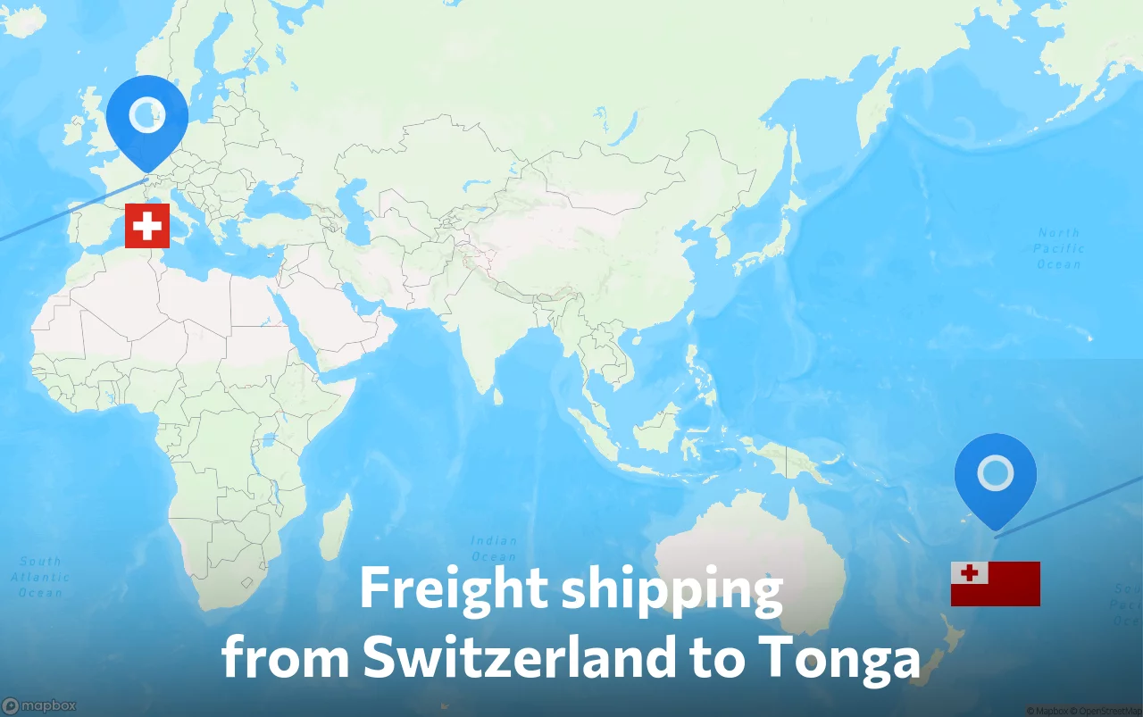 Shipping route from Switzerland to Tonga