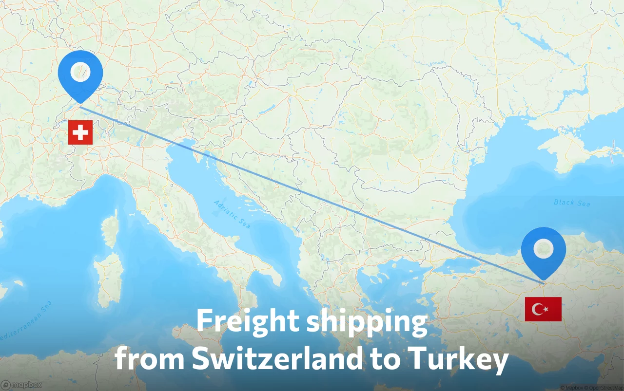 Shipping route from Switzerland to Turkey