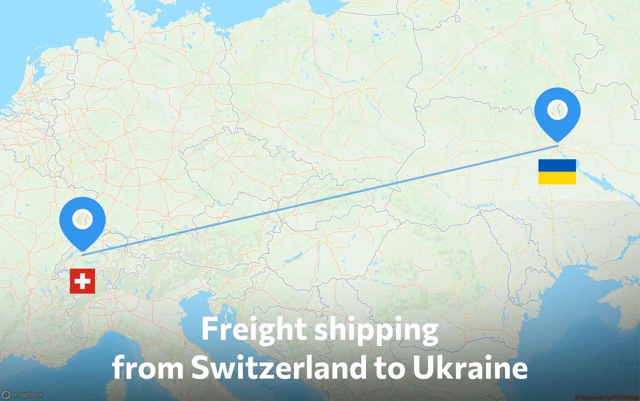 Shipping route from Switzerland to Ukraine