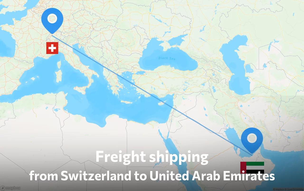 Shipping route from Switzerland to United Arab Emirates
