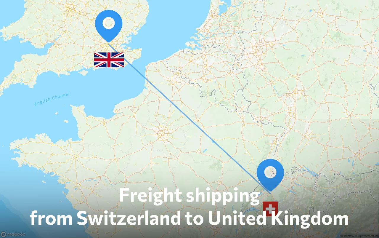 Shipping route from Switzerland to United Kingdom