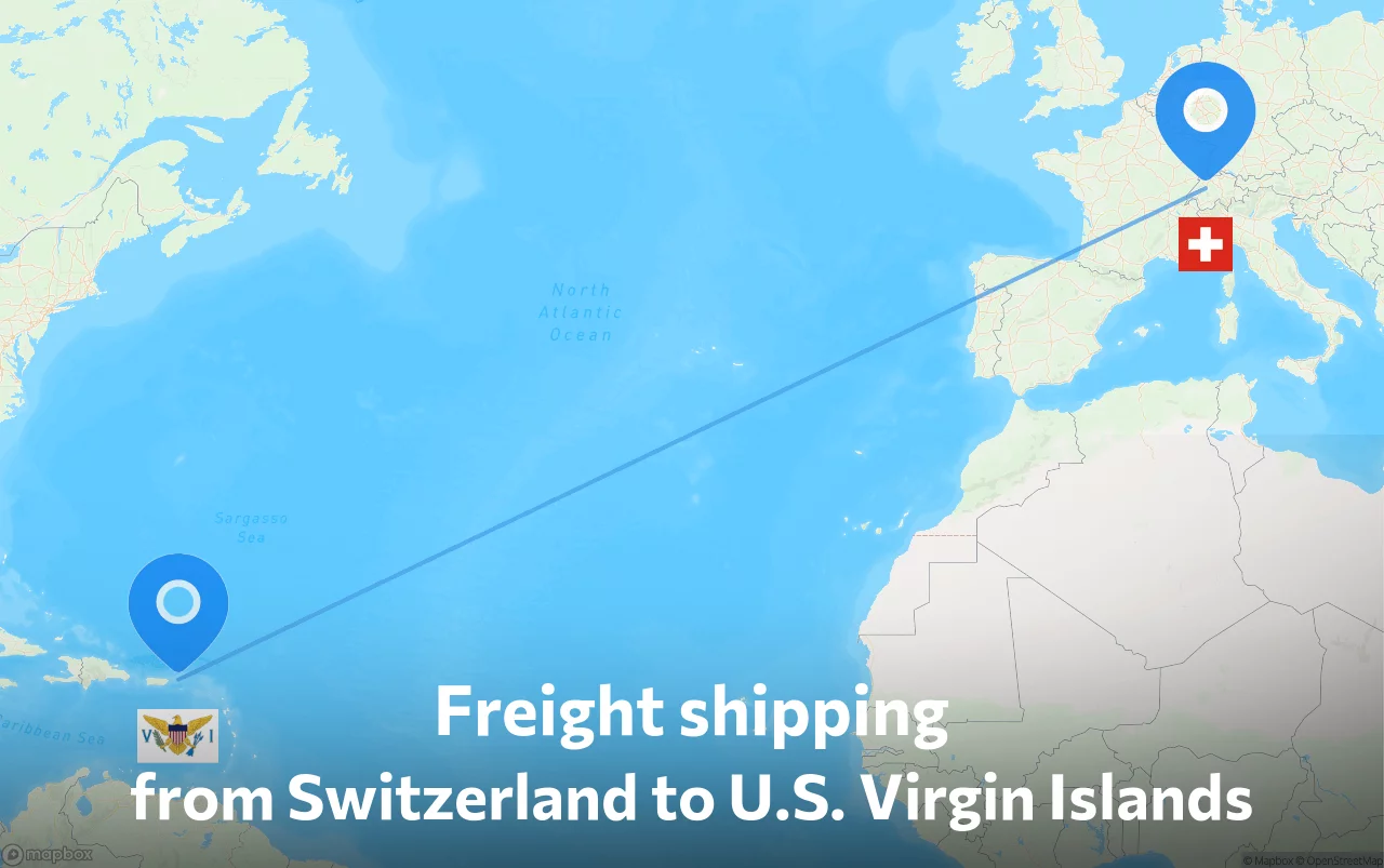 Shipping route from Switzerland to U.S. Virgin Islands