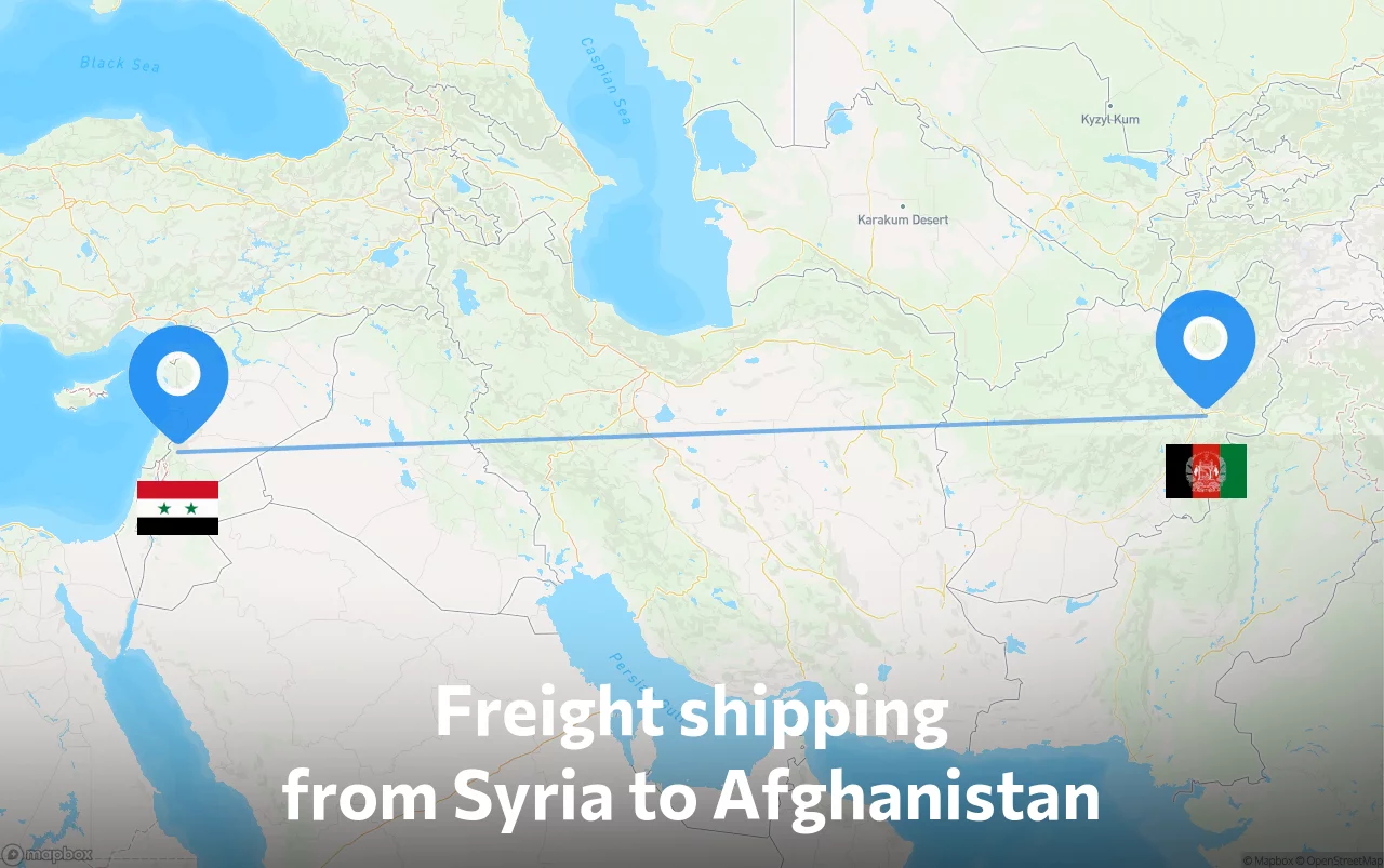 Shipping route from Syria to Afghanistan