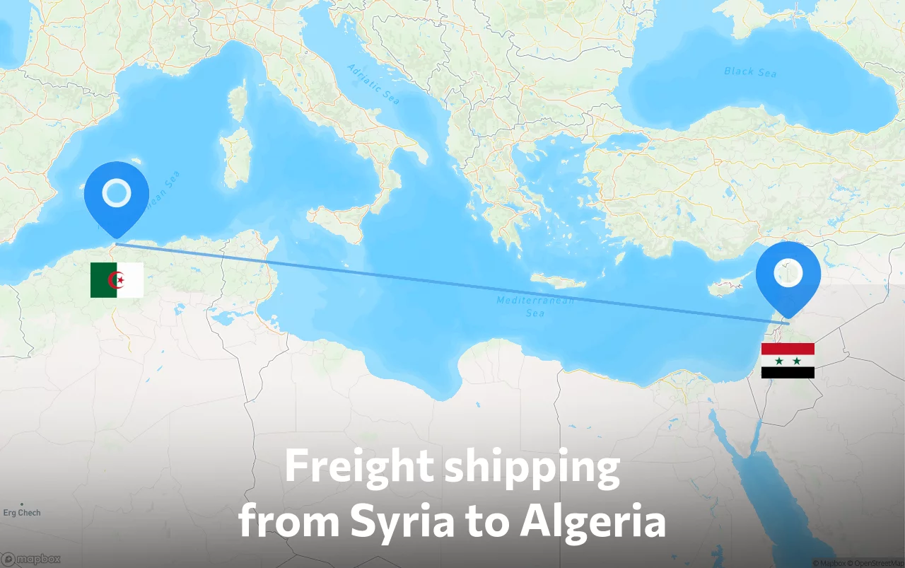 Shipping route from Syria to Algeria