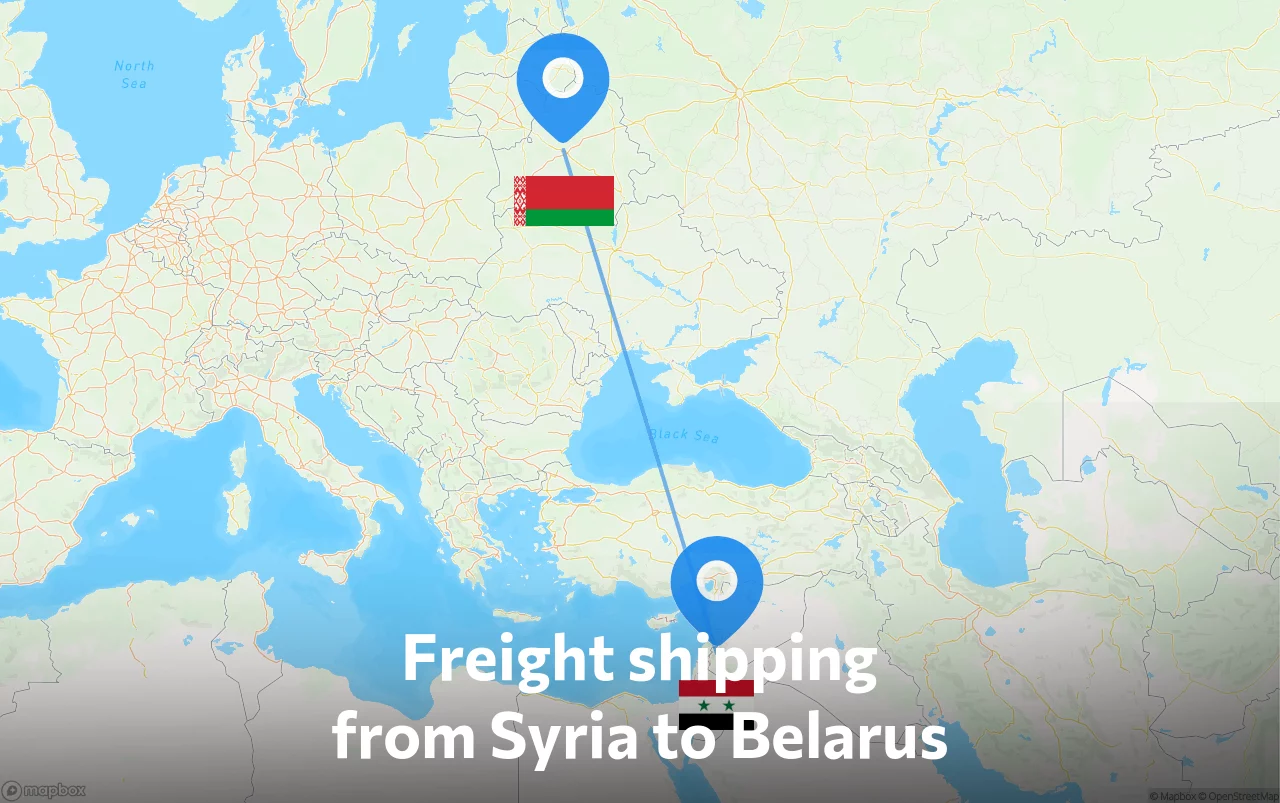 Shipping route from Syria to Belarus