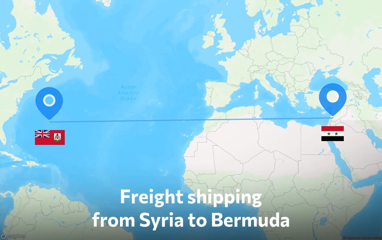 Shipping route from Syria to Bermuda