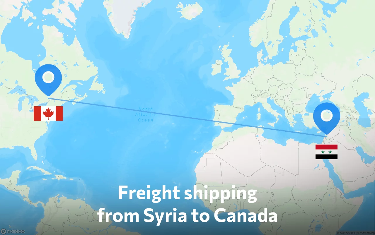 Shipping route from Syria to Canada