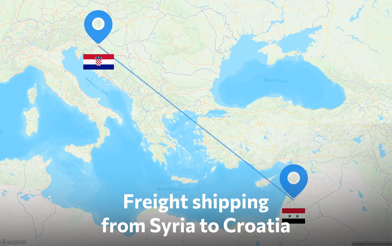 Shipping route from Syria to Croatia