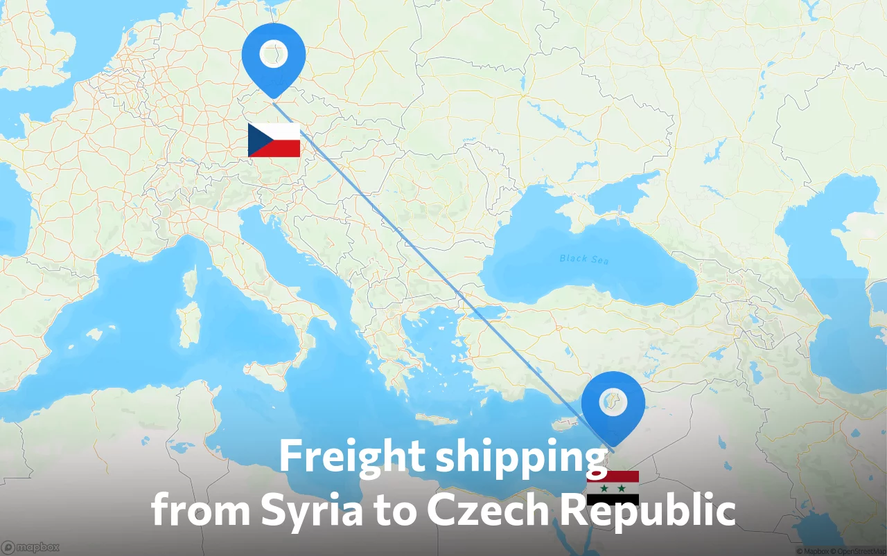 Shipping route from Syria to Czech Republic
