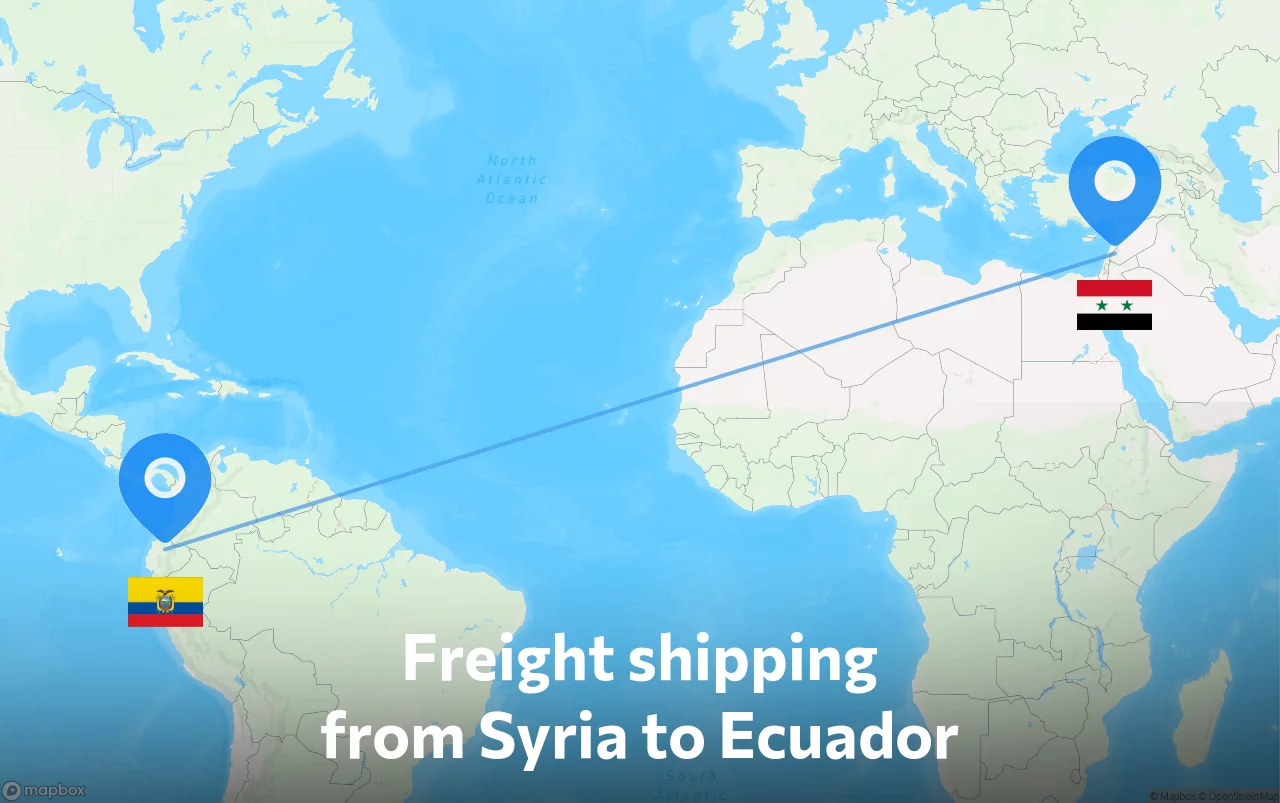 Shipping route from Syria to Ecuador