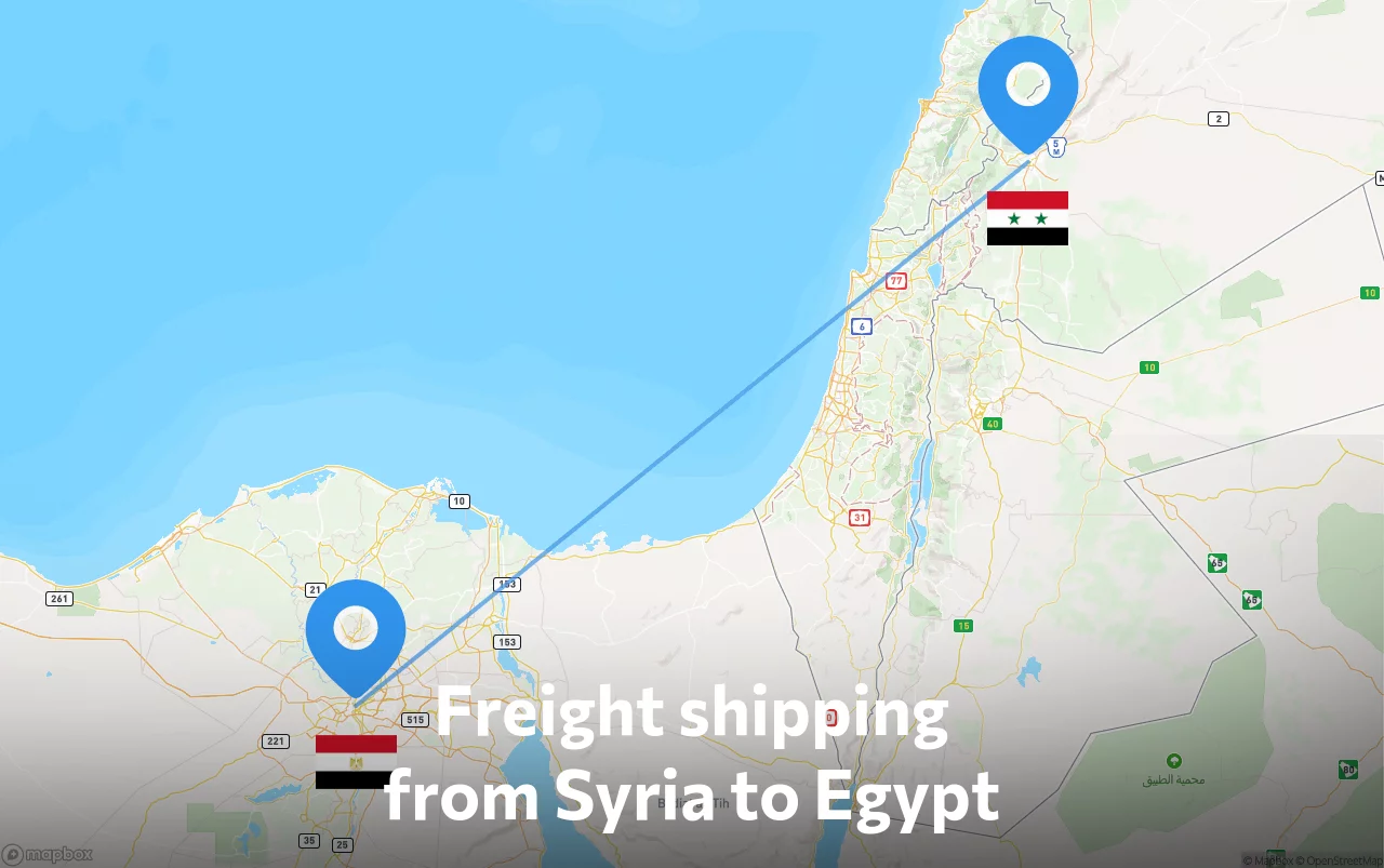 Shipping route from Syria to Egypt