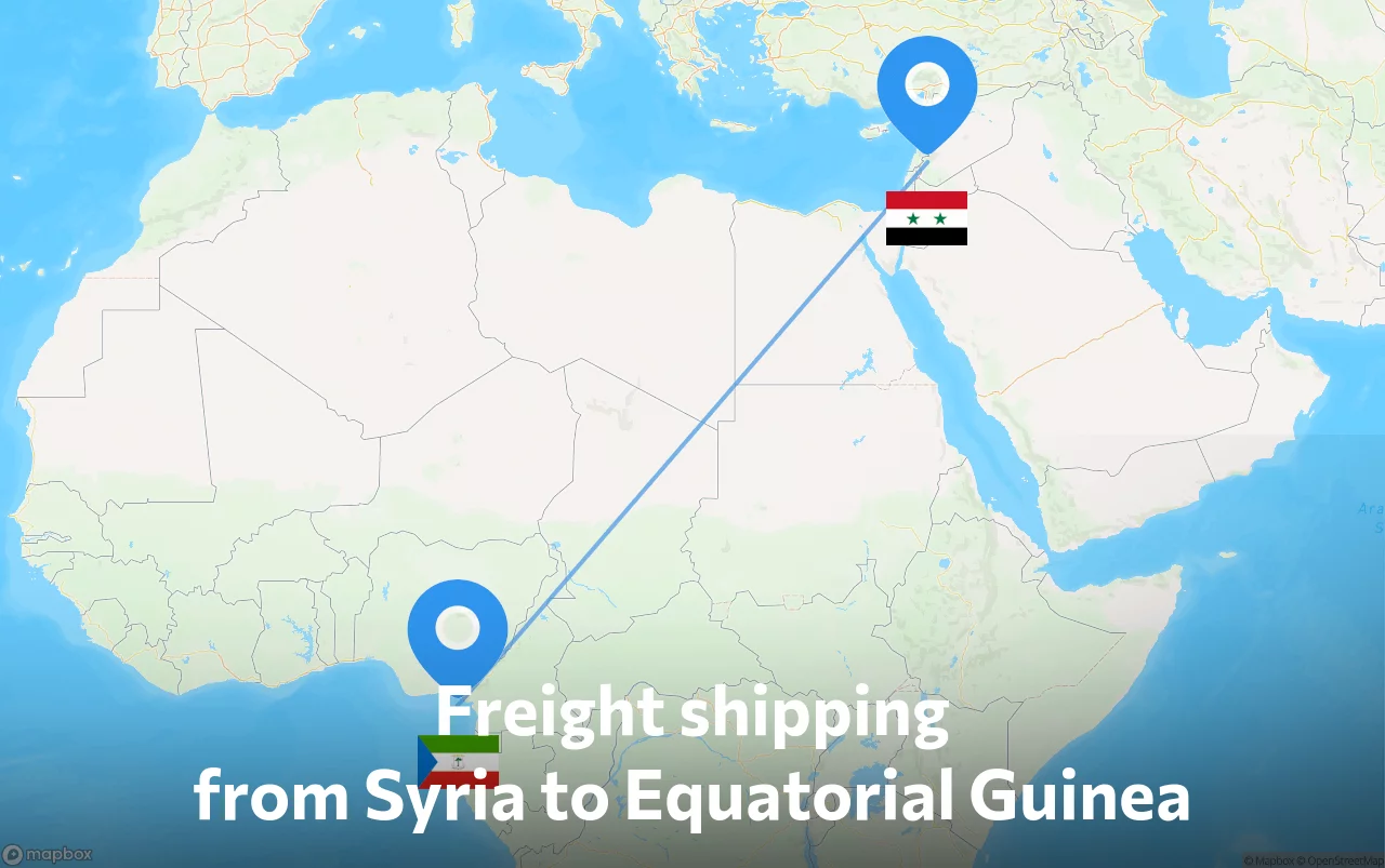 Shipping route from Syria to Equatorial Guinea