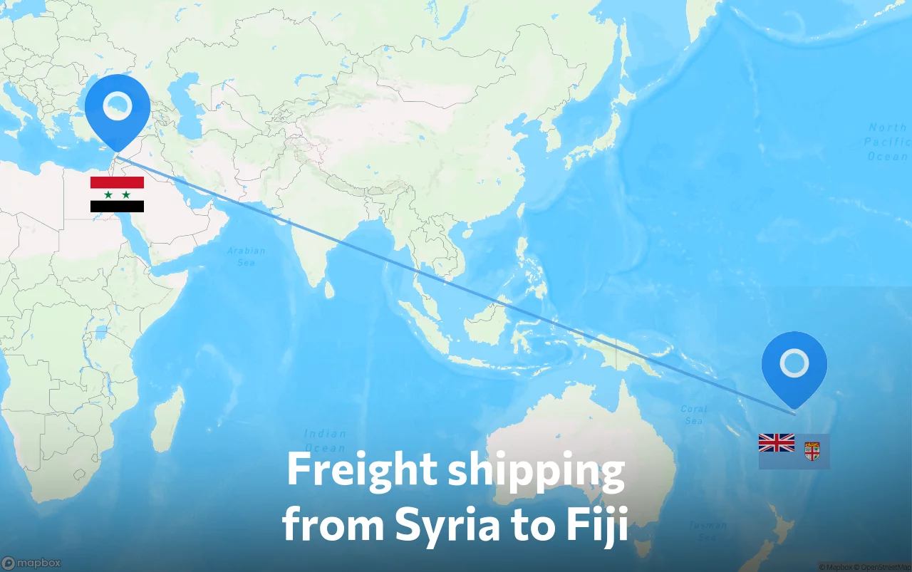 Shipping route from Syria to Fiji