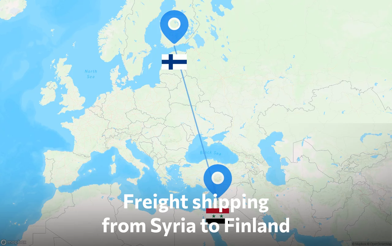Shipping route from Syria to Finland