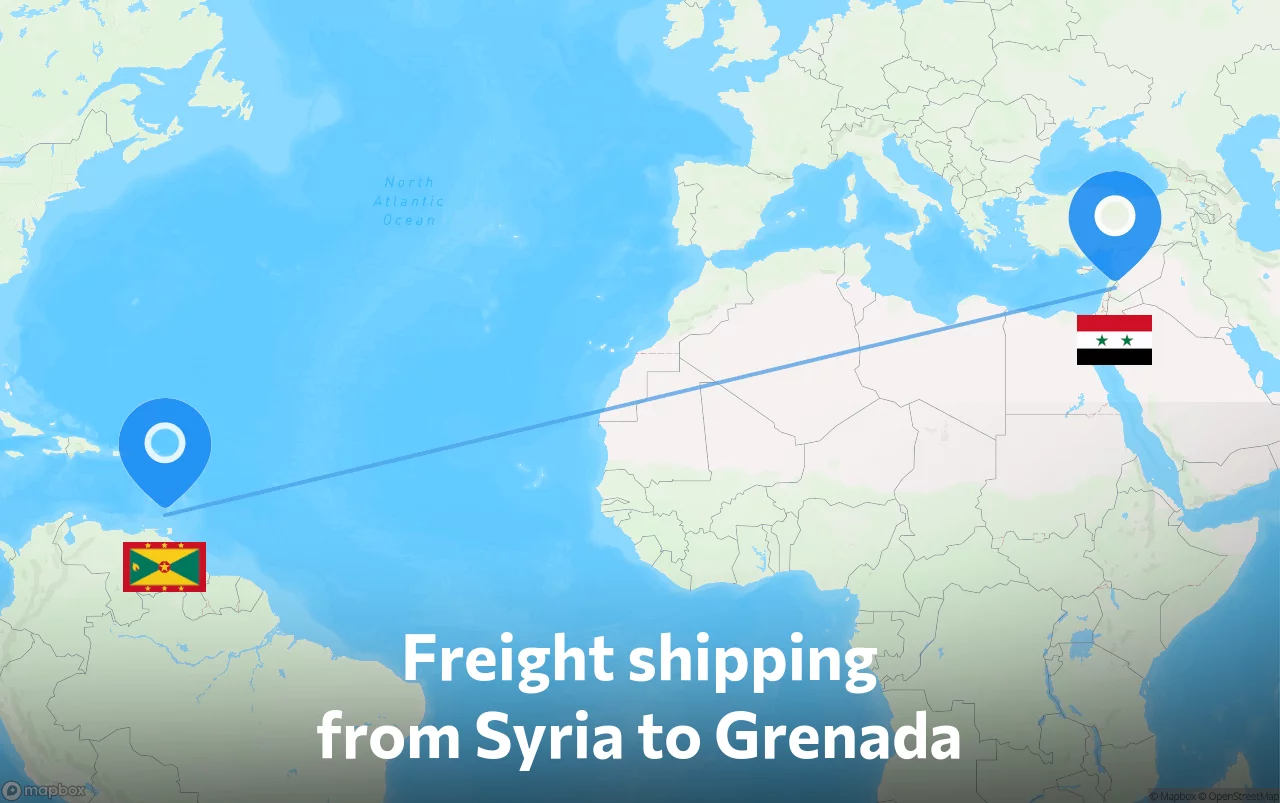 Shipping route from Syria to Grenada