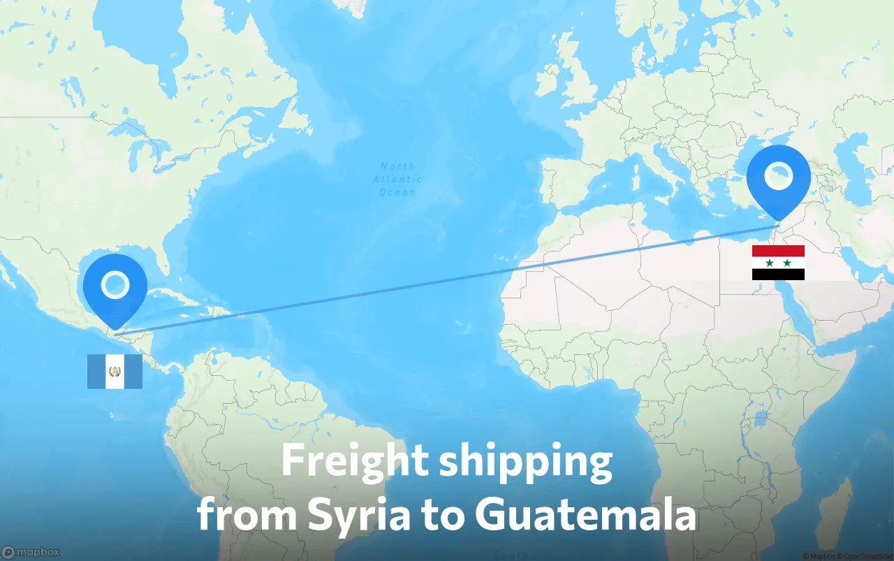Shipping route from Syria to Guatemala