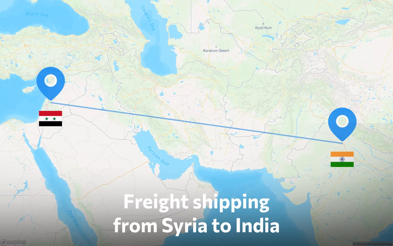 Shipping route from Syria to India