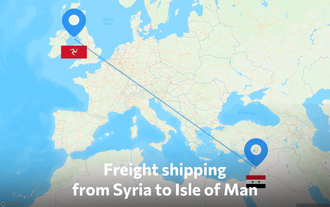 Shipping route from Syria to Isle of Man