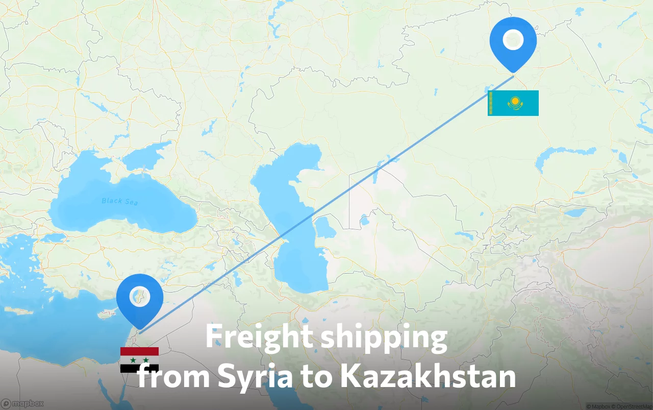 Shipping route from Syria to Kazakhstan