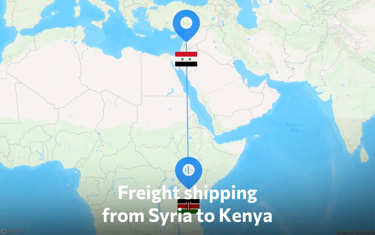 Shipping route from Syria to Kenya