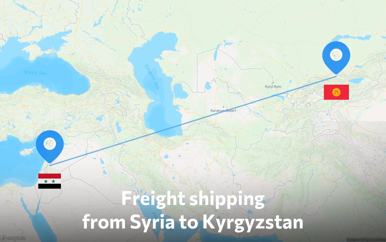 Shipping route from Syria to Kyrgyzstan