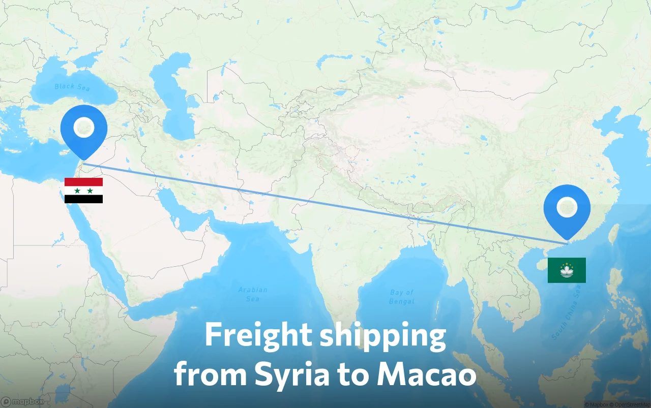 Shipping route from Syria to Macao