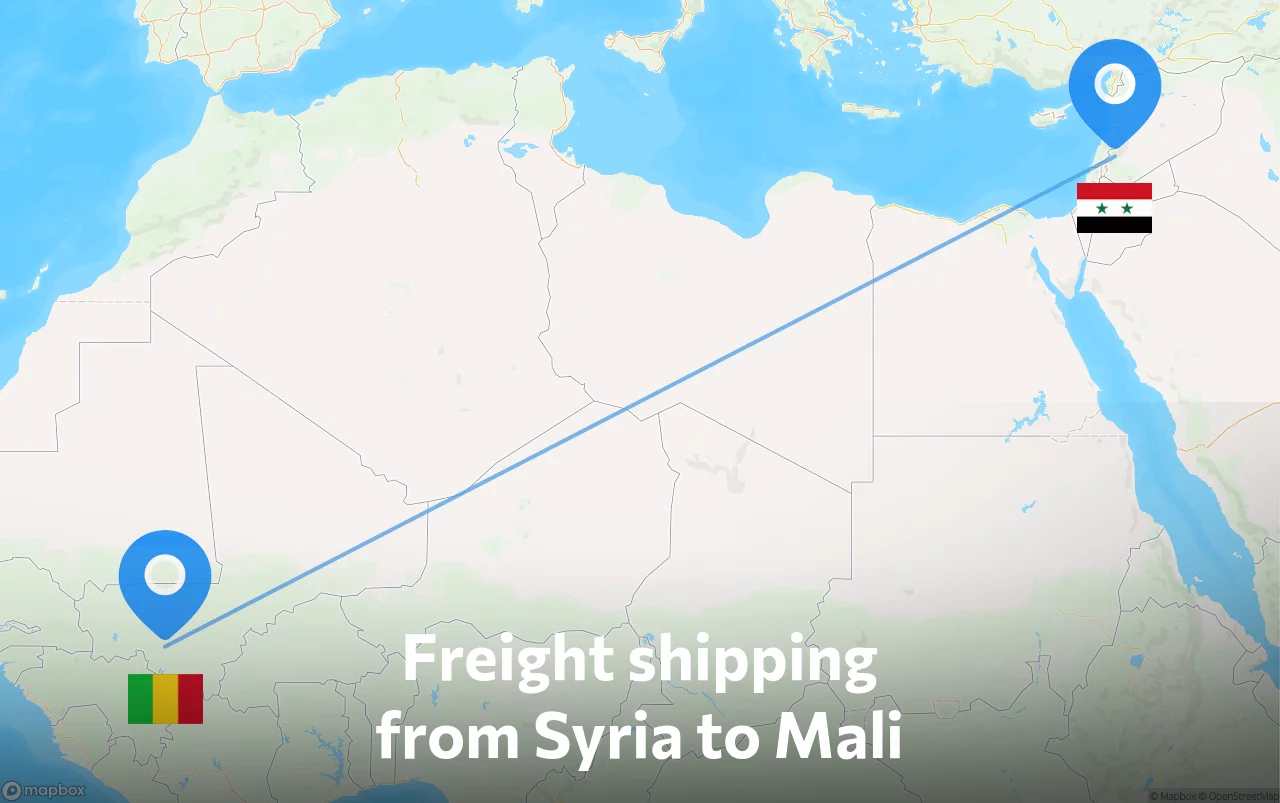 Shipping route from Syria to Mali