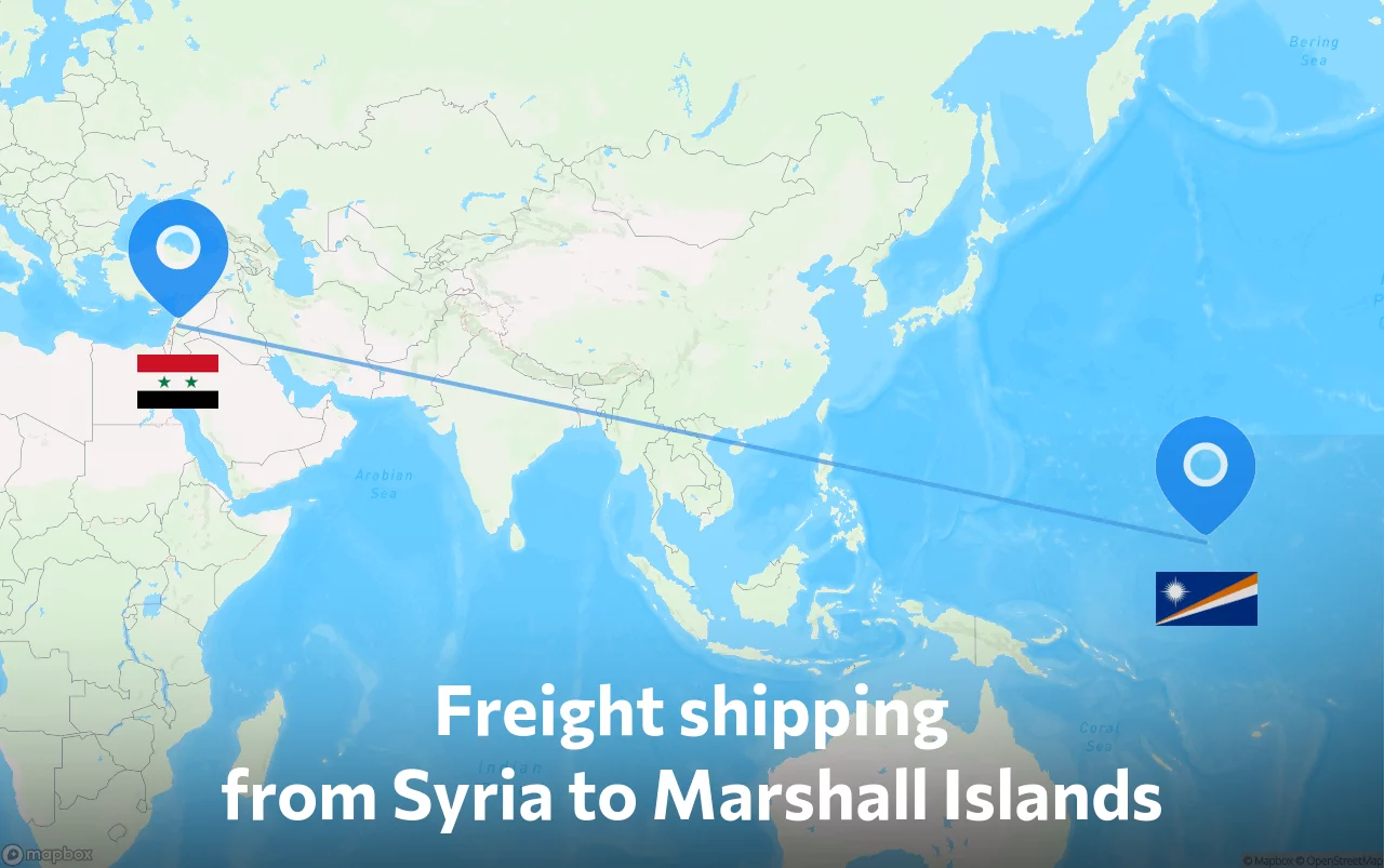 Shipping route from Syria to Marshall Islands