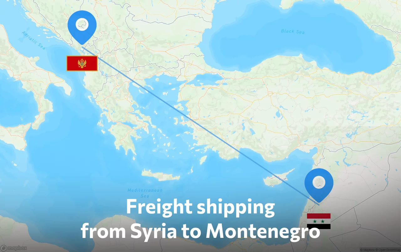 Shipping route from Syria to Montenegro