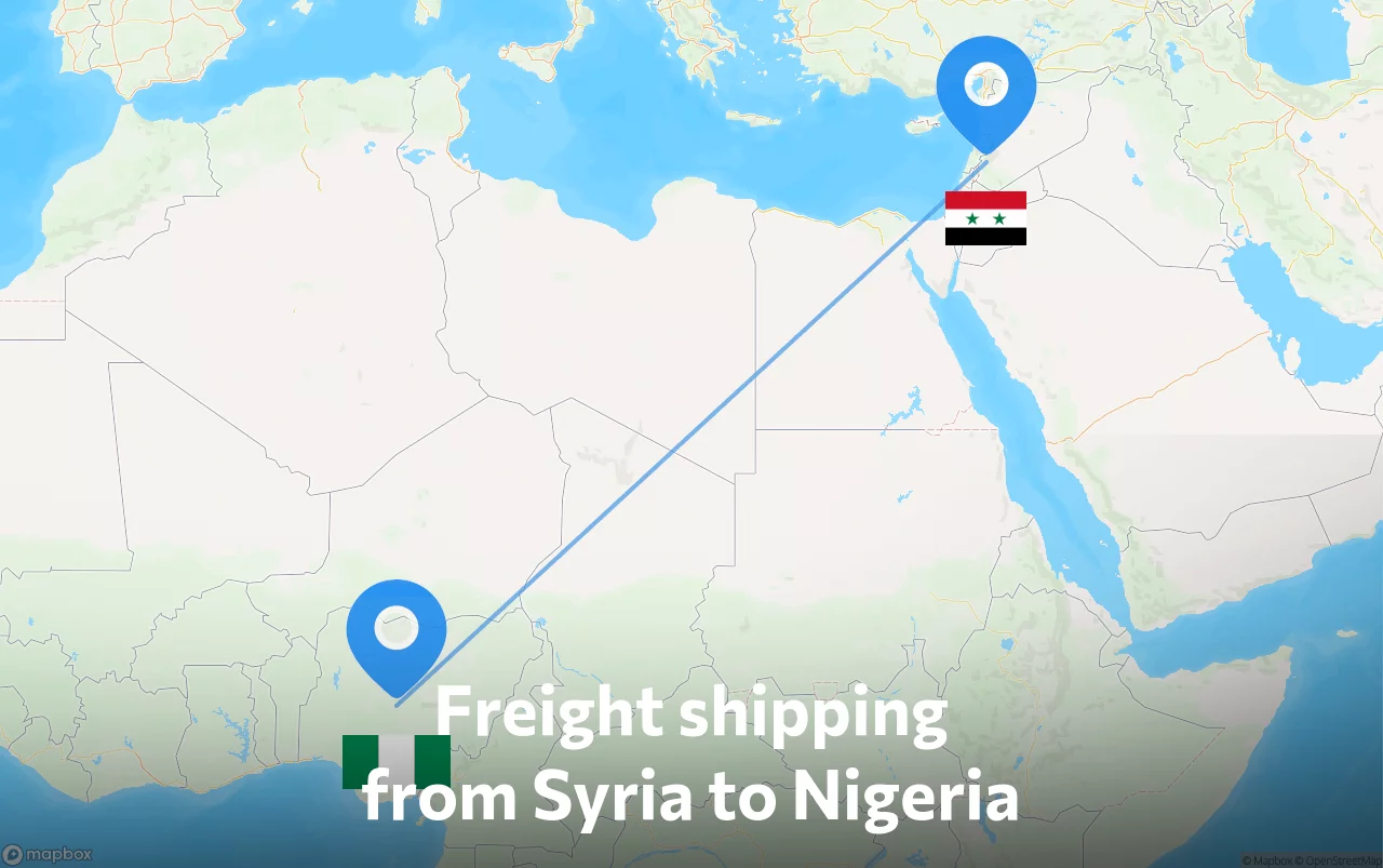 Shipping route from Syria to Nigeria