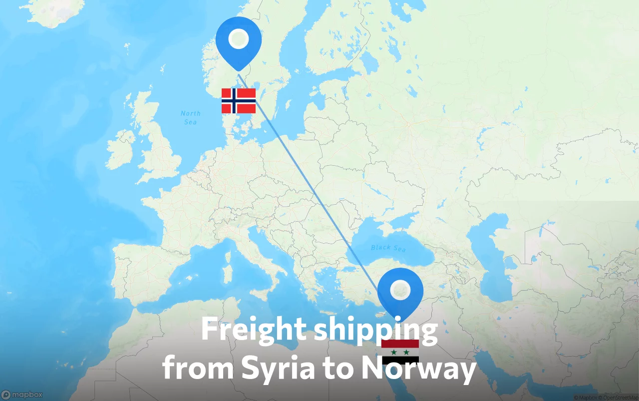 Shipping route from Syria to Norway