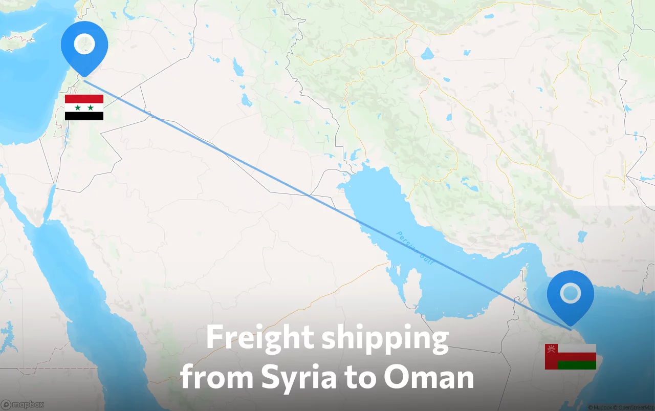 Shipping route from Syria to Oman