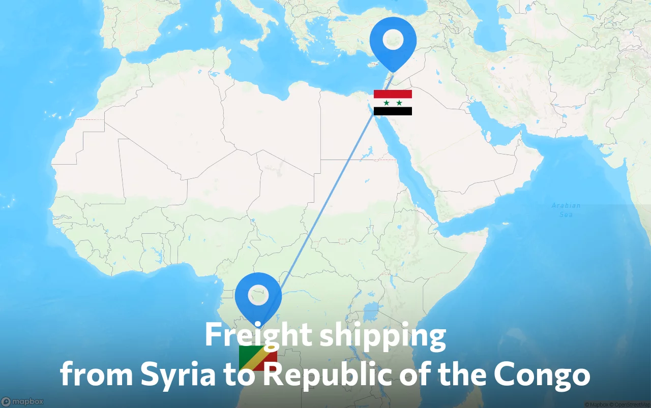 Shipping route from Syria to Republic of the Congo